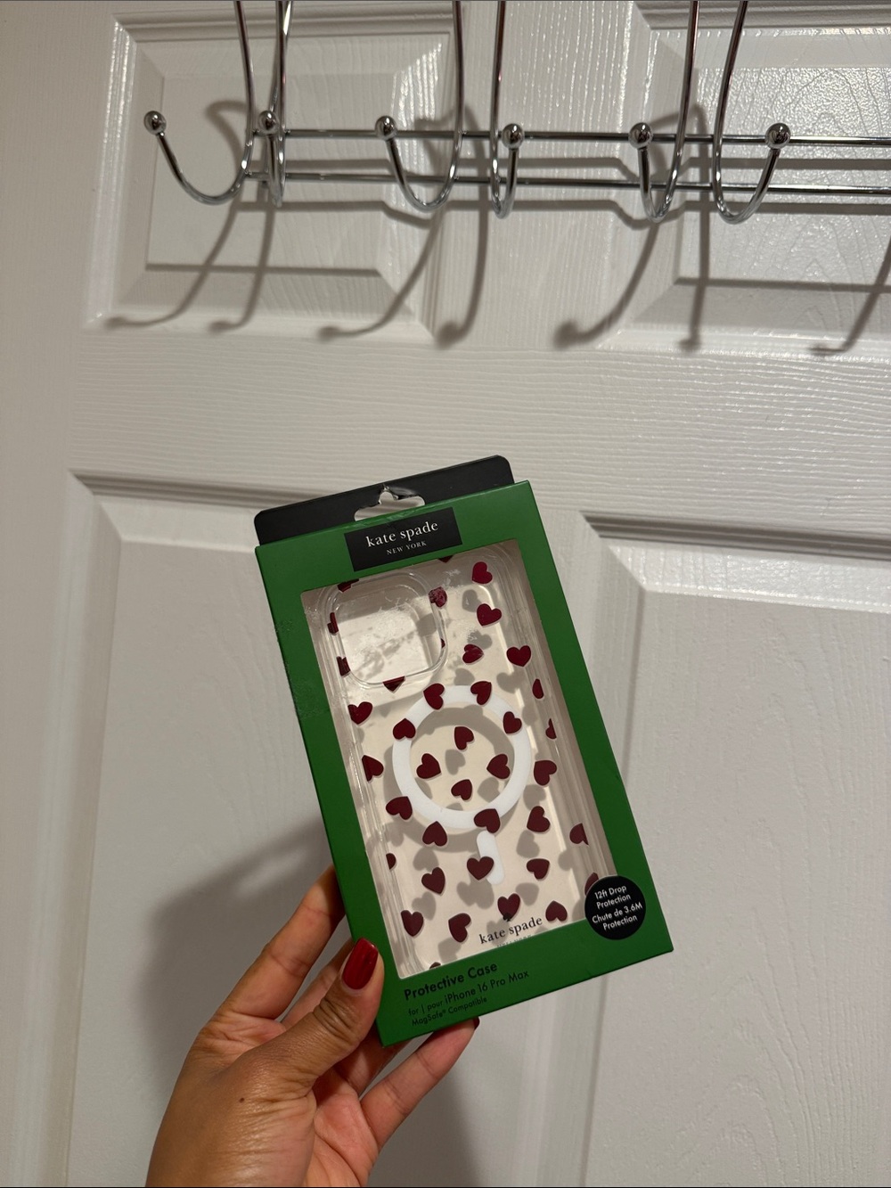 iPhone 16 Pro Max - Kate Spade New York Clear Phone Case with Burgundy Heart
